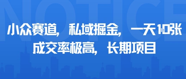 私域引流高成交率长期创业项目，小众赛道掘金指南-无双副业
