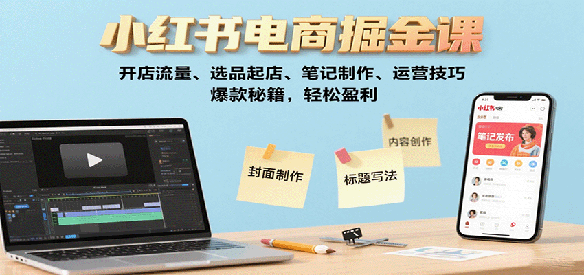 小红书电商全链路运营课：开店流量选品笔记爆款盈利指南-无双副业