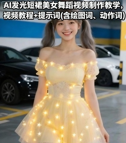 AI发光短裙美女舞蹈视频制作教程与提示词分享-无双副业