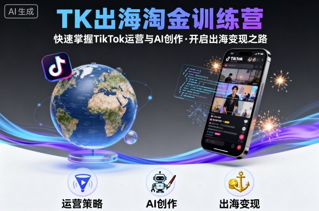 TK出海淘金训练营快速掌握TikTok运营与AI创作变现-无双副业