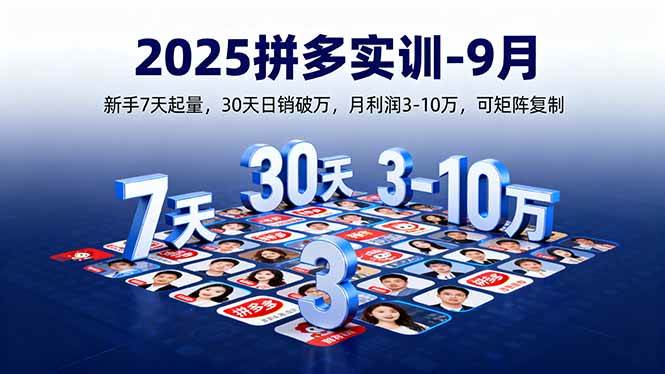 2025拼多多实训：新手7天起量30天日销破万可矩阵复制-无双副业