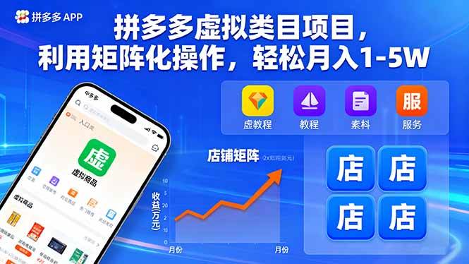 拼多多虚拟类目矩阵化操作轻松月入1-5W-无双副业