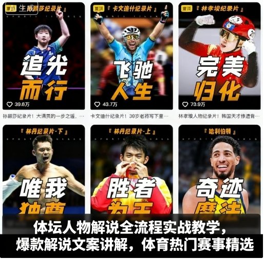 体坛人物解说全流程实战教学与爆款文案技巧-无双副业