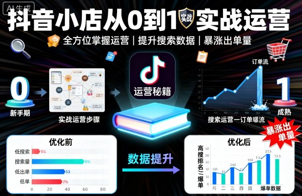 抖音小店从0到1实战运营全方位指南，提升搜索与出单量-无双副业