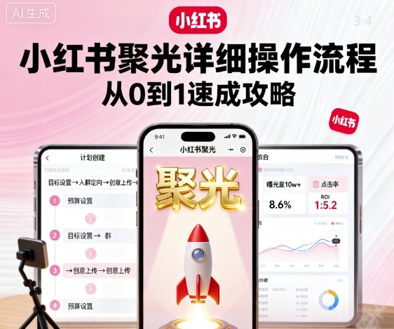 小红书聚光操作流程与从0到1速成攻略-无双副业