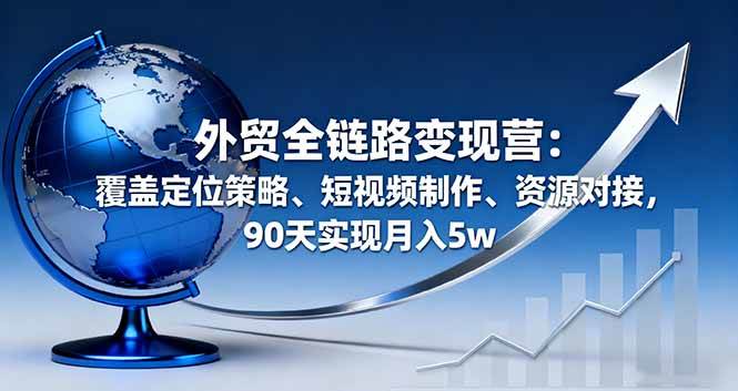 外贸全链路变现营：定位策略、短视频制作、资源对接90天月入5w-无双副业