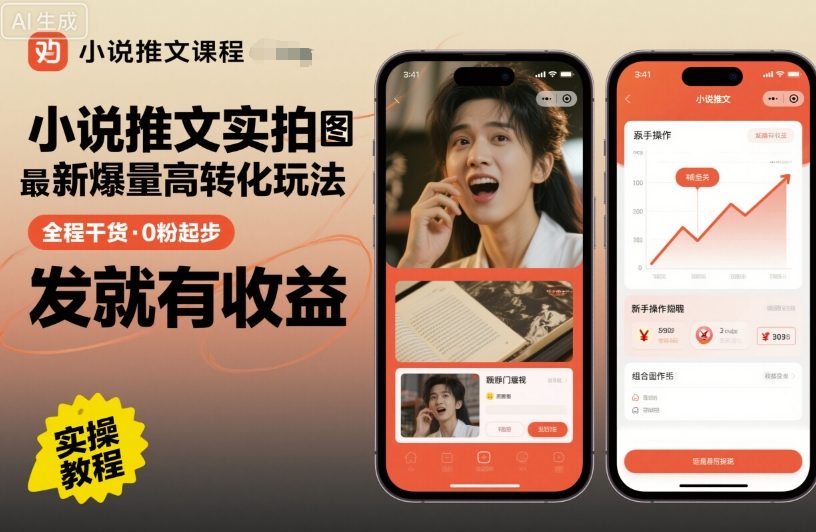 小说推文实拍双图文高转化玩法，0粉起步发就有收益-无双副业