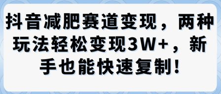 抖音减肥赛道变现的两种玩法，新手也能快速复制-无双副业