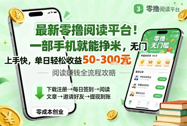 最新零撸阅读平台揭秘 手机轻松赚钱无门槛-无双副业