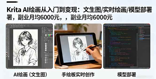 Krita AI绘画从入门到变现：文生图/实时绘画/模型部署-无双副业