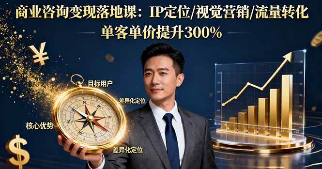 商业咨询变现落地课：IP定位/视觉营销/流量转化提升客单价-无双副业