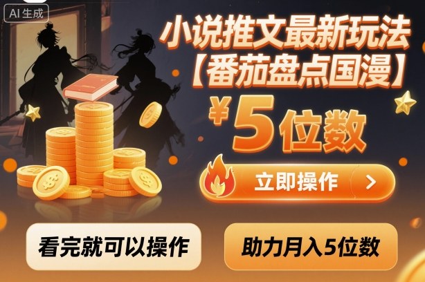 小说推文最新玩法助力月入5位数番茄盘点国漫玩法操作指南-无双副业