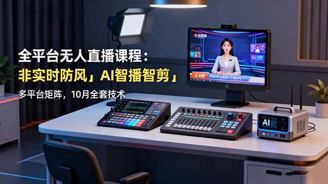 全平台无人直播课程：非实时防风＋AI智播智剪＋多平台矩阵技术-无双副业
