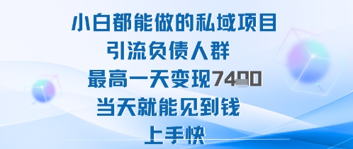 小白都能做的私域项目引流负债人群一天变现1k+高变现难度低-无双副业