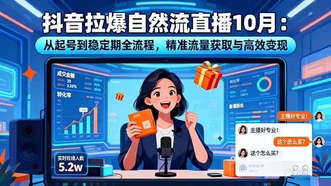 抖音自然流直播全流程：从起号到稳定期精准流量获取与变现-无双副业