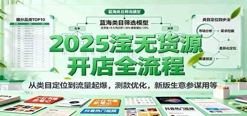 2025淘宝无货源开店全流程，从类目定位到流量起爆-无双副业