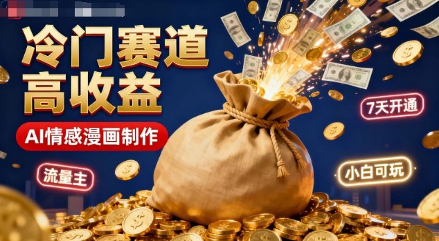 公众号AI情感漫画冷门赛道7天开通流量主小白可操作-无双副业