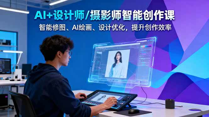 AI+设计师/摄影师智能创作课：智能修图AI绘画设计优化提升效率-无双副业